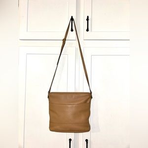 Designer Corder London Pandora Cross Body Leather Messenger Bag Rare Camel Color